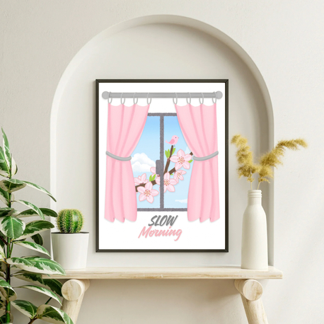 Slow Morning Duvar Tablosu, Yazdırılabilir Poster, Minimalist & Cozy Ev Dekoru, Dijital İndirme