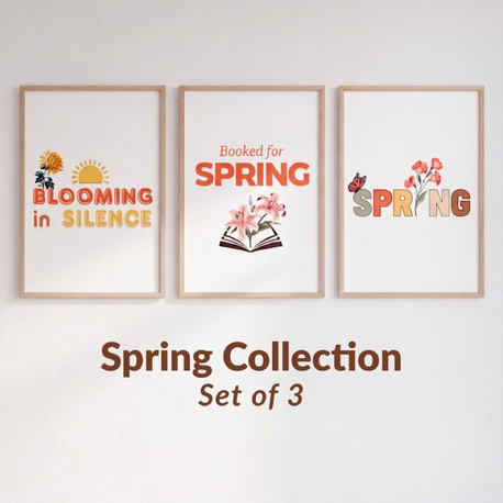 Botanical Spring Wall Art Seti, Çiçekli Ev Dekoru, Dijital İndirme