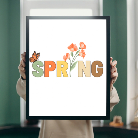 Spring Botanical Poster, Minimalist Bahar Duvar Dekoru, Yazdırılabilir Cozy Dijital Tablo