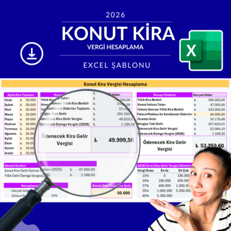 2026 - Konut Kira Gelir Vergisi Hesaplama Excel Şablonu - HEMEN İNDİRİLEBİLİR
