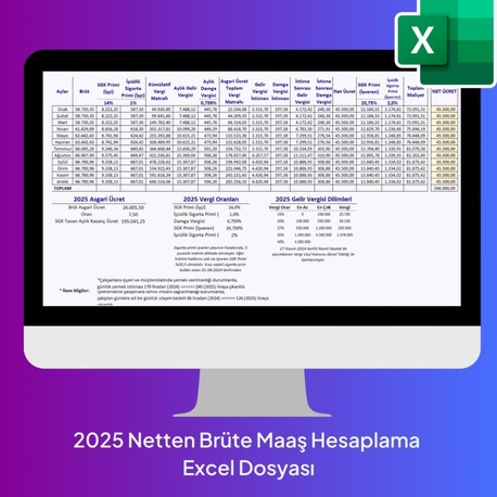  2025 Netten Brüte Maaş Hesaplama Excel Şablonu - HEMEN İNDİRİLEBİLİR