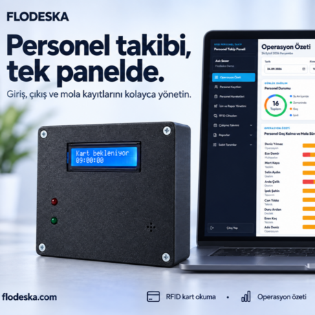 Flodeska RFID Personel Takip Sistemi | Web Tabanlı Kontrol, İzleme ve Raporlama Paneli