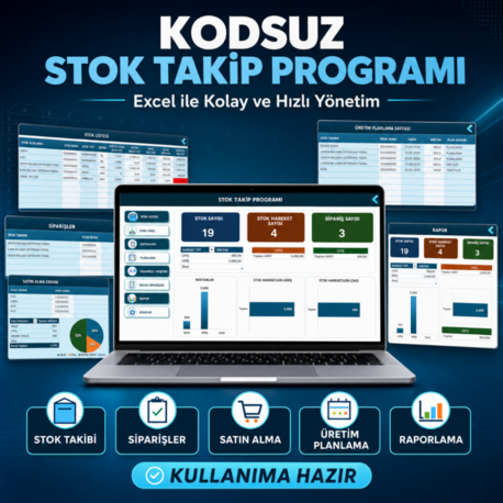 Excel Stok Takip Programı | Stok, Sipariş, Satın Alma ve Üretim Yönetimi (Düzenlenebilir)