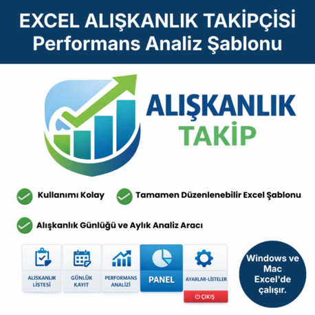 Excel Alışkanlık Takip ve Performans Analiz Programı (Dashboard + Streak)
