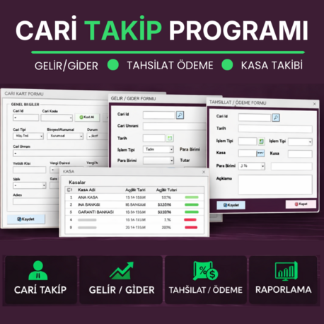 Excel Cari Takip Programı 4.0 (Gelir-Gider & Tahsilat Yönetimi)