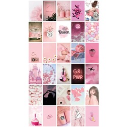 Pembe 30'lu Duvar Posteri Seti Oda Dekoru Pembe Poster Seti