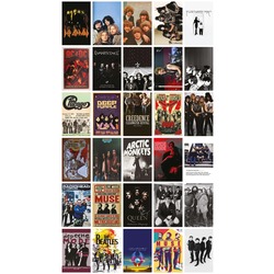 Karışık Yabancı Rock Grup Poster Seti 30'lu Duvar Posteri Seti Oda Dekoru Kolaj Seti Poster Set