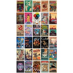 Retro 30'lu Duvar Posteri Seti Oda Dekoru Retro Poster Seti