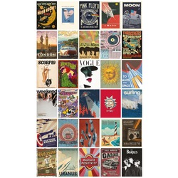 Aesthetic Mixed Retro Poster 30'lu Duvar Posteri Seti Kolaj Poster Seti