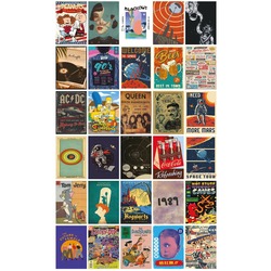Aesthetic Mixed Retro Poster 30'lu Duvar Posteri Seti Kolaj Poster Seti