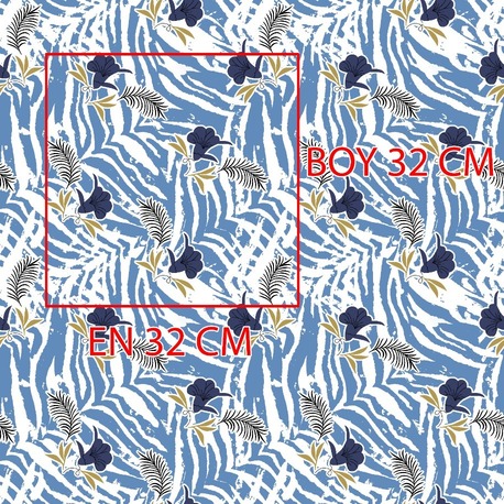 Mavi Zambak Çiçekli Zebra Dokulu Desen Tasarımı