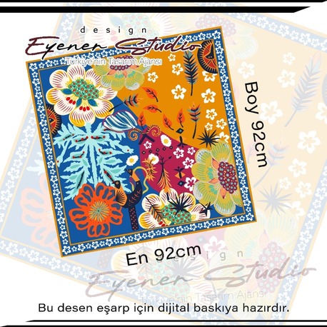 Etnik Motif ve Orman Karması Temalı Eşarp Desen Tasarımı