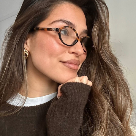 Miu Miu Oval Leopar Mavi Işık Filtreli Gözlük E01S03RA