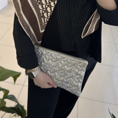 Yıldızlı clutch gümüş