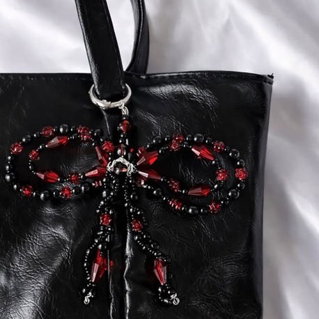 Siyah&Bordo Fiyonk Çanta Charmı