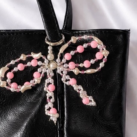 Pembe&Beyaz Fiyonk Çanta Charmı