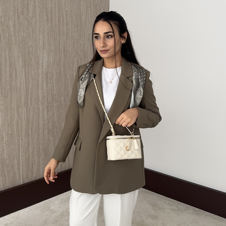 Kutu Model El Ve Çapraz Çanta Krem