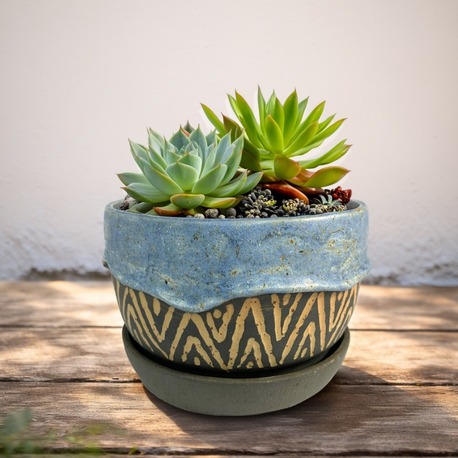Stoneware Saksı + Tabak Seti