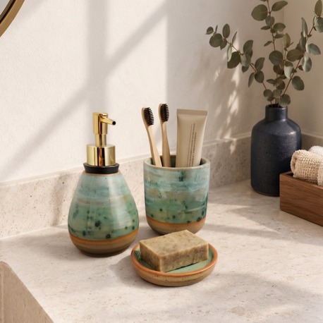 3'lü Stoneware Banyo Seti 