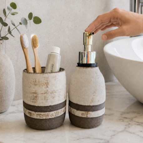 Seramik Banyo Seti – Sabunluk ve Diş Fırçalık