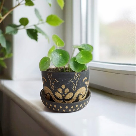 Stoneware Saksı & Tabak Seti
