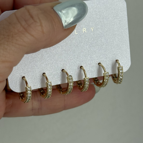 Altın Kaplama Set Küpe Taşlı 