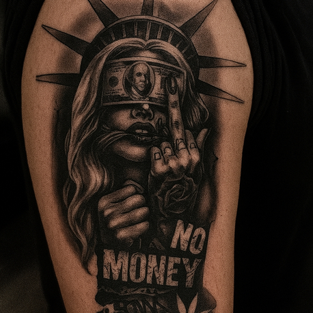  “No Money” – Özgürlük, Para ve Protesto Temalı Dövme 