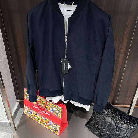 Dolce&Gabbana Lacivert Bomber Suet Ceket