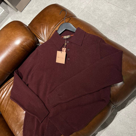 Loro Piana Yün Bordo Polo Yaka 