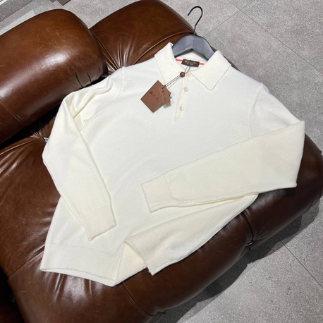 Loro Piana Yün Beyaz Polo Yaka 