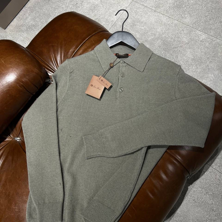 Loro Piana Yün Haki Polo Yaka 