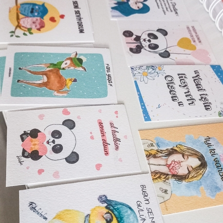 12 Tasarımlı Minik Kartlar 60'lı