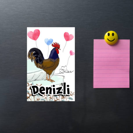 Çizimli Denizli Horozu Magnet 