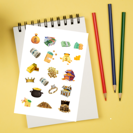Para Enerjisi Sticker Seti – Bolluk Bereket Çekme Sticker’ları (2 Sayfa)