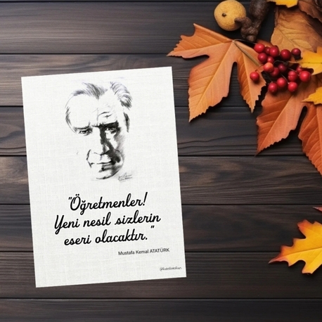 Atatürk Çizimli Öğretmenler Günü kartı 