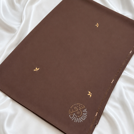 Kahve Sharqiaa Serpme Swarovski Premium Şal 