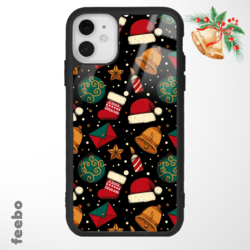 Siyah Yılbaşı Deseni Tasarımlı Glossy Telefon Kılıfı (378)