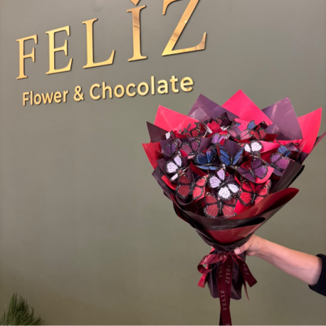 Feliz Flower Studio Renkli Premium Kelebek Buketi – Özel Tasarım Hediye