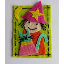 Keçe Cadı ve Kedi Figürlü Buzdolabı Magnet