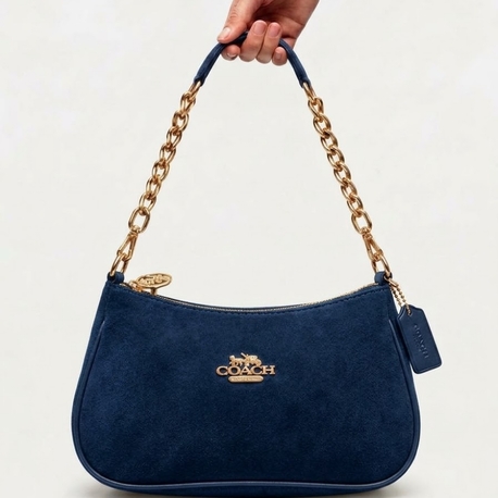 Coach Lacivert Süet Teri Shoulder Bag 
