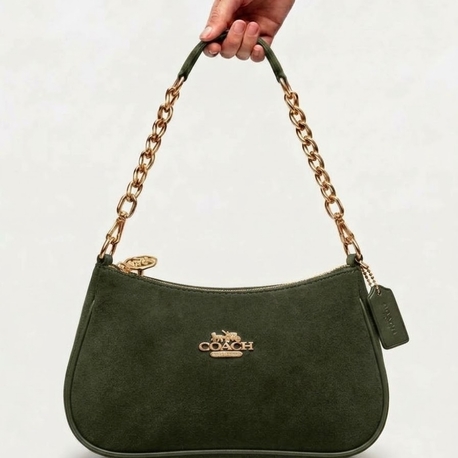 Coach Haki Süet Teri Shoulder Bag 