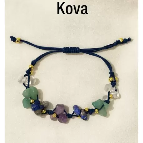 Kova Burcu Gerçek Doğal Taş Örme Bileklik – Aventurin, Ametist, Lapis Lazuli, Kristal Kuvars