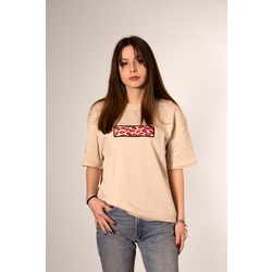 Luxury streetwear T-shirt / Öpücüklü Mektup(krem)
