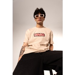 Luxury streetwear T-shirt / Öpücüklü Mektup(krem)