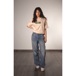 Luxury streetwear T-shirt / Bambu Ağaçları İçindeki Torii Kapısı (Krem)