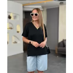 Kadın Kısa Kollu V Yaka Bluz