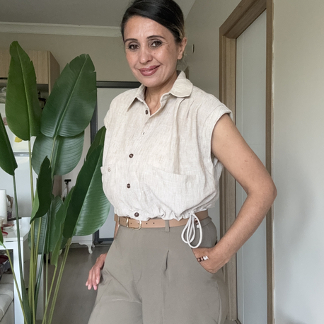 Yan Bağcıklı Crop Gömlek 