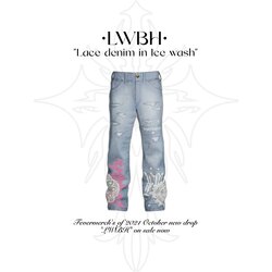 “LWBH” Lace denim in Ice wash