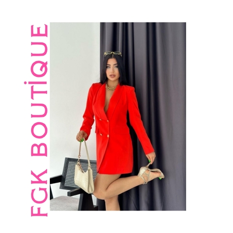 Çift düğmeli blazer ceket elbise 