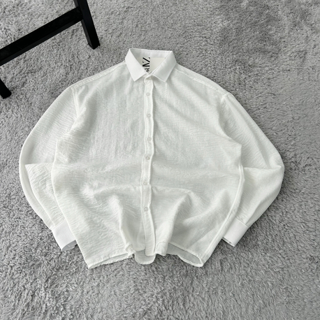 Zara Oversize Pera Keten Gömlek | Beyaz